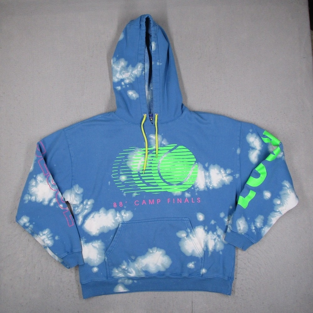 Coney Island Picnic Mens Blue Tie Dye 88 Camp Finals Tennis Hoodie Large